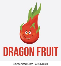 Vector illustration for teaching children the English alphabet with cartoon fruit,vegetables and objects. "D" letter. Dragon fruit. School card