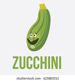 Vector illustration for teaching children the English alphabet with cartoon fruit,vegetables and objects. "Z" letter. Zucchini. School card