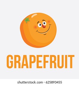 Vector illustration for teaching children the English alphabet with cartoon fruit,vegetables and objects. "G" letter. Grapefruit. School card