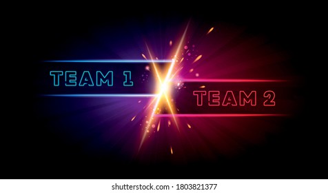 Vector Illustration Team 1 Versus Team 2 Battle Background. VS Match With Two Players - Shutterstock ID 1803821377