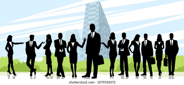 Vector illustration of a team of businesspeople