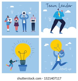 Vector illustration of Team concept business people in the flat style. E-commerce and team work business concept