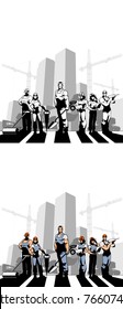 Vector illustration of team of construction workers 