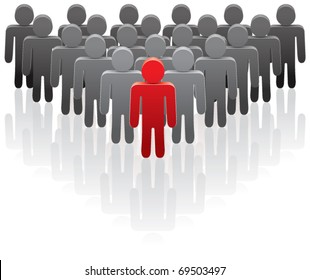 vector illustration of a team and a leader