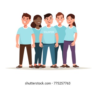 Vector Illustration Team Multiethnic Volunteer Together Stock Vector ...