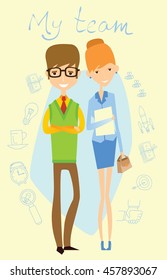 Vector illustration of team work.