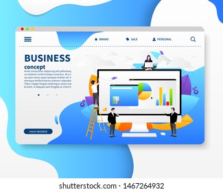 Vector illustration. Team work. A group of people is developing a business project. Investment and promotion on the Internet. Start a new project. Teamwork. All elements are isolated. EPS 10. 
