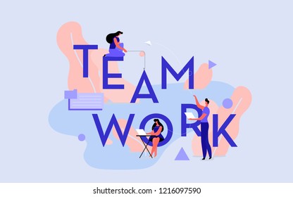 vector illustration. team work on the business. research and application of business ideas. teamwork process