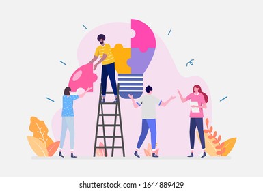 Vector Illustration, Teamwork Brainstorming Concept, Showing Creative People Having Discussion Fighting For Ideas, Suitable for landing page, UI, web, App intro card, editorial, flyer,and banner