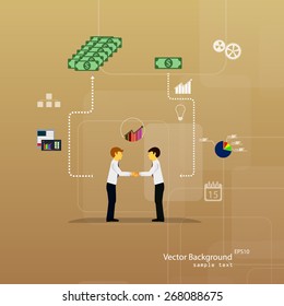 Vector illustration of teamwork, business template with flat icons.