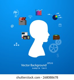 Vector illustration of teamwork, business template with flat icons.
