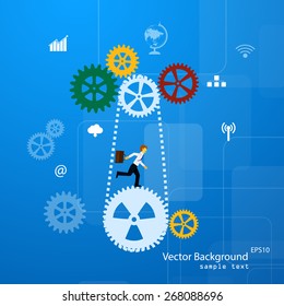Vector illustration of teamwork, business template with flat icons.