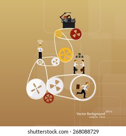 Vector illustration of teamwork, business template with flat icons.