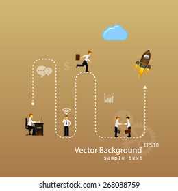 Vector illustration of teamwork, business template with flat icons.