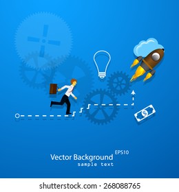Vector illustration of teamwork, business template with flat icons.