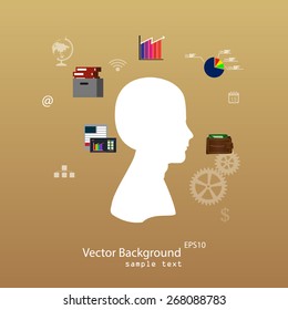 Vector illustration of teamwork, business template with flat icons.