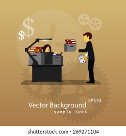 Vector illustration of teamwork, business template with flat icons.