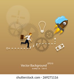 Vector illustration of teamwork, business template with flat icons.