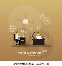 Vector illustration of teamwork, business template with flat icons.