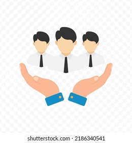 Vector illustration of teamwork. Colored vector for website design .Simple design on transparent background (PNG).