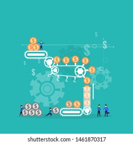 Vector illustration teamwork concept, people in team work for the same goal.
