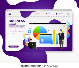Vector illustration. Teamwork. A group of people is developing a business project. Investment and promotion on the Internet. Start a new project. Collaboration. All elements are isolated. EPS 10.