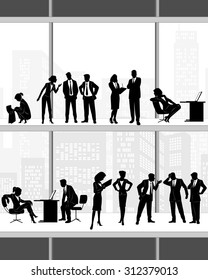 Vector illustration of a teamwork in the office
