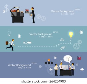 Vector illustration of teamwork, set banner