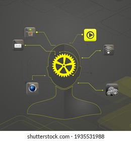 Ilustración vectorial del trabajo en equipo, mostrando la transacción, gráficos, cooperación