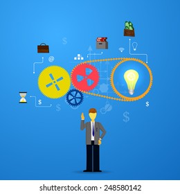 Vector illustration of teamwork, showing the transaction, graphics, cooperation