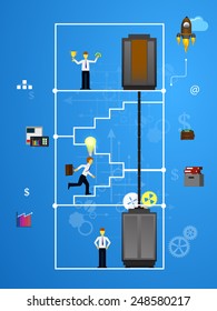 Vector illustration of teamwork, showing the transaction, graphics, cooperation