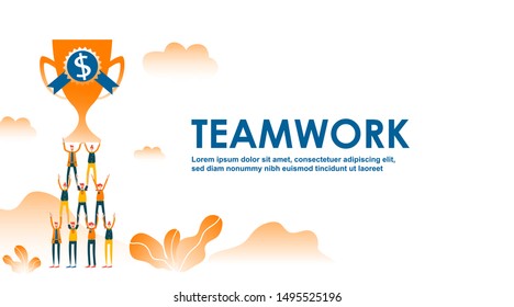 Vector Illustration Teamwork Success Goal Businessman Stock Vector ...