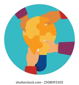 Vector Illustration of Teamwork Symbol with Circle Frame