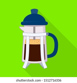 Vector illustration of teapot and coffee icon. Graphic of teapot and kitchen stock vector illustration.