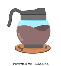 Vector illustration of teapot containing hot coffee for drinks, logo and icon, perfect for advertising coffee products