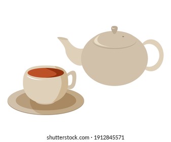 Vector illustration of teapot and cup.