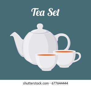 Vector illustration of teapot and cups, seamless pattern. Pottery fictile, clay teakettle. Made in cartoon flat style
