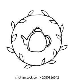 ilustración vectorial de tetera en un marco en estilo doodle