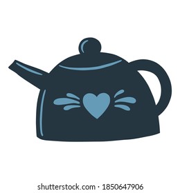 Vector illustration: teapot in hand draw hygge style.