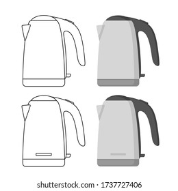 Ilustración vectorial. Icono de la tetera: dibujo y color de contorno