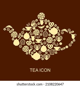Ilustración vectorial del icono de Teapot sobre fondo marrón