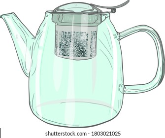 Vector illustration of a teapot isolated on a white background. Drawing of utensils for printing on a logo, packaging, blank for designers
