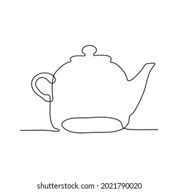 Vector illustration of teapot. Modern one line art. Can be use as home decor such as posters, wallpapers, t-shirt print or embroidery and as social media design