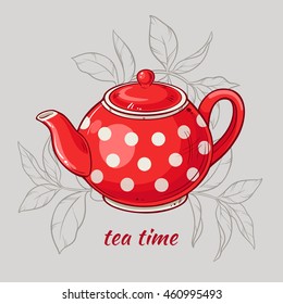 vector illustration with teapot on grey background