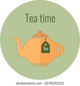Vector illustration with a teapot and the text tea time.