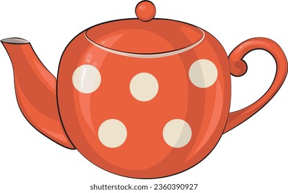 vector Illustration of a teapot with white dots on a white background