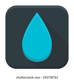 Vector illustration of tear drop. Flat app square icon with long shadow.