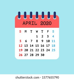 Vector illustration of tear-off calendar for April 2020