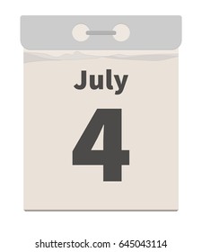 Vector illustration, Tear-off calendar, July 4