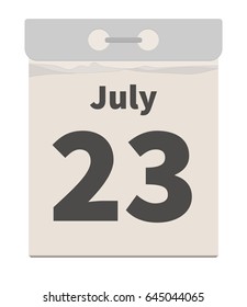 Vector illustration, Tear-off calendar, July 23
